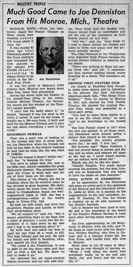 Monroe Theatre - OLD ARTICLE